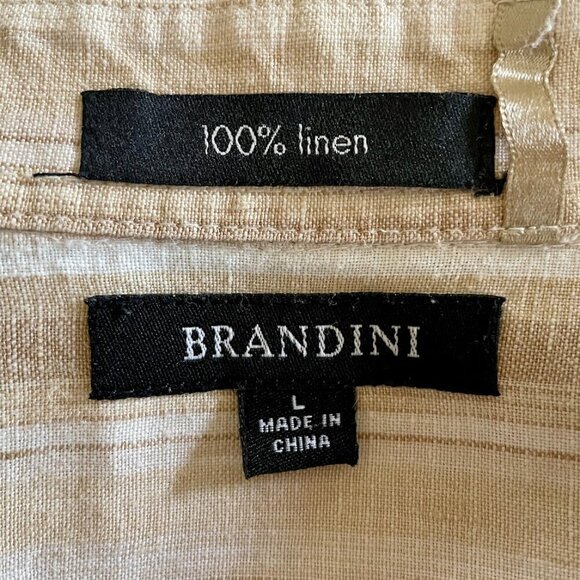 Brandini 100% Linen Striped Button-Up Shirt - Size Large - Picture 4 of 4